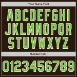 Personalized Neon Green White Bomber Varsity Letterman Jacket - Custom Brown Full-Snap Design Personalized Brown Neon Green-White
