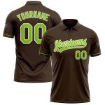 Personalized Performance Vapor Golf Polo Shirt in Brown Neon Green-White Personalized Brown Neon Green-White Performance