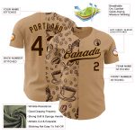Personalized 3D Coffee Day Baseball Jersey in Brown and Old Gold Personalized Brown Old Gold 3D International Coffee Day