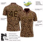 Personalized 3D Leopard Print Performance Golf Polo Shirt in Brown Old Gold Personalized Brown Old Gold 3D Leopard Print