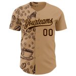 Custom Name and Number Baseball Jersey for International Coffee Day, Personalized Brown and Old Gold 3D Pattern Design Personalized