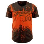 Personalized 3D Abstract Brown Orange Grunge Art Baseball Jersey Personalized Brown Orange 3D Abstract Splatter Grunge Art