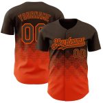 Personalized 3D Gradient Brown and Orange Baseball Jersey with Square Shapes Personalized Brown Orange 3D Gradient Square