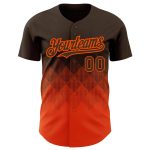 Personalized 3D Gradient Brown and Orange Baseball Jersey with Square Shapes Personalized Brown Orange 3D Gradient Square