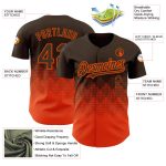 Custom Personalized Baseball Jersey with 3D Gradient Square Pattern, Team Name & Number - Brown and Orange Design Personalized