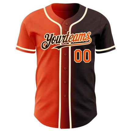 Custom Gradient Baseball Jersey in Brown Orange Cream for Fashion Enthusiasts Personalized Brown Orange-Cream Gradient Fashion