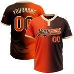 Personalized Unisex Softball Jersey - Brown Orange-Cream Gradient Two-Button Design, Soft and Stylish Personalized Brown