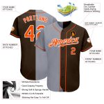 Custom Team Baseball Jersey - Personalized Brown Orange Gray Authentic Split | Custom Name & Number Personalized Brown Orange-Gray