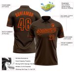 Personalized Performance Vapor Golf Polo Shirt in Brown and Orange Personalized Brown Orange Performance Vapor Golf Polo