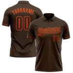 Personalized Performance Vapor Golf Polo Shirt in Brown and Orange Personalized Brown Orange Performance Vapor Golf Polo