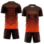 Custom Name and Number Soccer Jersey - Personalized Brown Orange Pinstripe Fade Fashion Sublimation Team Uniform Personalized