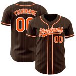 Personalized Orange White Brown Pinstripe Baseball Jersey Authentic Personalized Brown Orange Pinstripe Orange-White Authentic