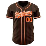 Personalized Orange White Brown Pinstripe Baseball Jersey Authentic Personalized Brown Orange Pinstripe Orange-White Authentic