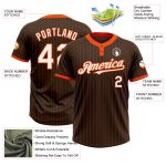 Custom Unisex Softball Jersey - Personalized Brown Orange Pinstripe with Team Name and Number - Two-Button Design Personalized