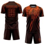 Custom Name and Number Soccer Jersey, Personalized Brown Orange Sublimation Team Uniform Personalized Brown Orange Sublimation