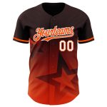 Custom Name Number Twinkle Star Baseball Jersey - Personalized 3D Gradient Brown Orange-White Design Team Apparel Personalized