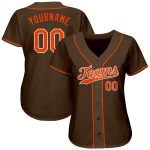 Custom Team Baseball Jersey - Personalized Orange White Brown Jersey with Name and Number Personalized Brown Orange-White