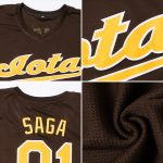 Personalized Authentic Baseball Jersey in Brown and Orange-White Colors Personalized Brown Orange-White Authentic Baseball