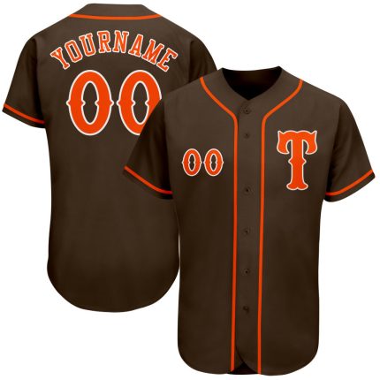 Personalized Brown Orange White Baseball Jersey for Men and Women Personalized Brown Orange-White Baseball Jersey 2