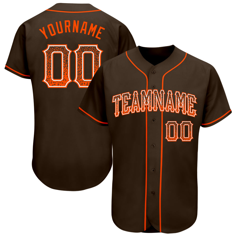Personalized Baseball Jersey in Brown Orange and White Drift Style Personalized Brown Orange-White Drift Fashion Baseball
