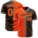 Personalized Fashion Baseball Jersey in Brown Orange White Gradient Personalized Brown Orange-White Gradient Fashion Baseball
