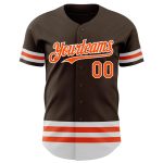 Personalized Custom Name and Number Authentic Baseball Jersey in Brown, Orange, and White Personalized Brown Orange-White