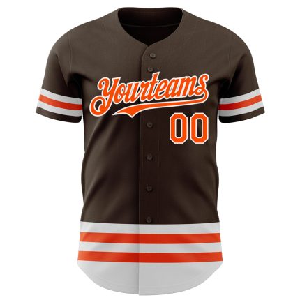 Personalized Custom Name and Number Authentic Baseball Jersey in Brown, Orange, and White Personalized Brown Orange-White