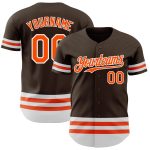 Personalized Baseball Jersey in Brown and Orange-White Stripes Personalized Brown Orange-White Line Baseball Jersey