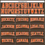 Personalized Team T-Shirt with Custom Name and Number, Brown Orange-White Long Sleeve Performance Shirt Personalized Brown