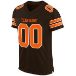 Personalized Authentic Football Jersey - Brown Orange-White Mesh Design Personalized Brown Orange-White Mesh Authentic Football