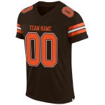 Custom Name Number Mesh Authentic Football Jersey - Personalized Brown Orange-White Team Jersey Personalized Brown Orange-White