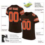 Custom Name Number Mesh Authentic Football Jersey - Personalized Brown Orange-White Team Jersey Personalized Brown Orange-White