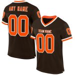 Custom Personalized Throwback Football Jersey with Name and Number - Brown Orange White Mesh Authentic Team Design Personalized