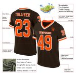 Custom Personalized Throwback Football Jersey with Name and Number - Brown Orange White Mesh Authentic Team Design Personalized