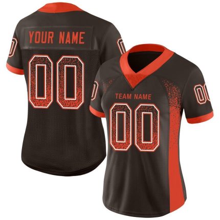 Personalized Football Jersey in Brown Orange and White Mesh - Drift Fashion Design Personalized Brown Orange-White Mesh Drift