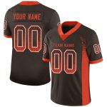 Personalized Football Jersey in Brown Orange and White Mesh - Drift Fashion Design Personalized Brown Orange-White Mesh Drift