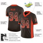 Custom Name Number Football Jersey - Personalized Brown Orange White Mesh Drift Fashion Team Apparel Personalized Brown Orange-White