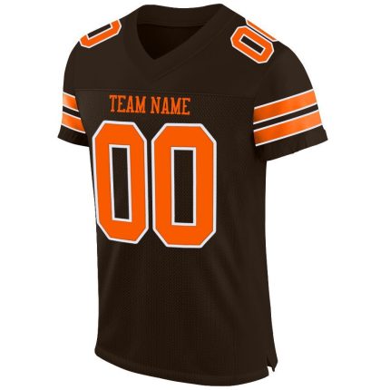 Personalized Brown Orange and White Mesh Football Jersey for Custom Team Gear Personalized Brown Orange-White Mesh Football