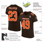 Personalized Brown and Orange White Football Jersey for Kids, Size 4 Personalized Brown Orange-White Mesh Football Jersey