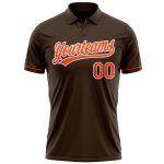 Personalized Performance Vapor Golf Polo Shirt in Brown Orange-White Personalized Brown Orange-White Performance Vapor Golf