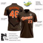 Personalized Performance Vapor Golf Polo Shirt in Brown Orange-White Personalized Brown Orange-White Performance Vapor Golf