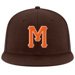 Personalized Adjustable Snapback Hat Brown Orange White Stitched Design Personalized Brown Orange-White Stitched Adjustable
