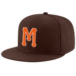 Custom Adjustable Snapback Hat with Team Name and Number - Personalized Brown Orange White Stitched Cap Personalized Brown