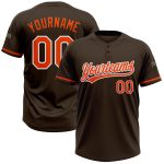 Personalized Two-Button Unisex Softball Jersey in Brown Orange-White Personalized Brown Orange-White Two-Button Unisex Softball