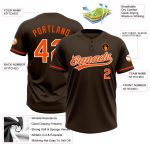 Personalized Two-Button Unisex Softball Jersey in Brown Orange-White Personalized Brown Orange-White Two-Button Unisex Softball