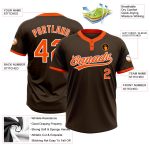 Personalized Unisex Softball Jersey in Brown Orange White - Two-Button Design Personalized Brown Orange-White Two-Button