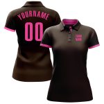 Personalized Brown Pink Golf Polo Shirt for Performance - Custom Athletic Apparel Personalized Brown Pink Performance Golf