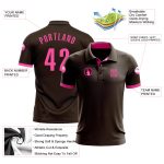Custom Name and Number Performance Golf Polo Shirt for Team - Personalized Brown Pink Design Personalized Brown Pink Performance