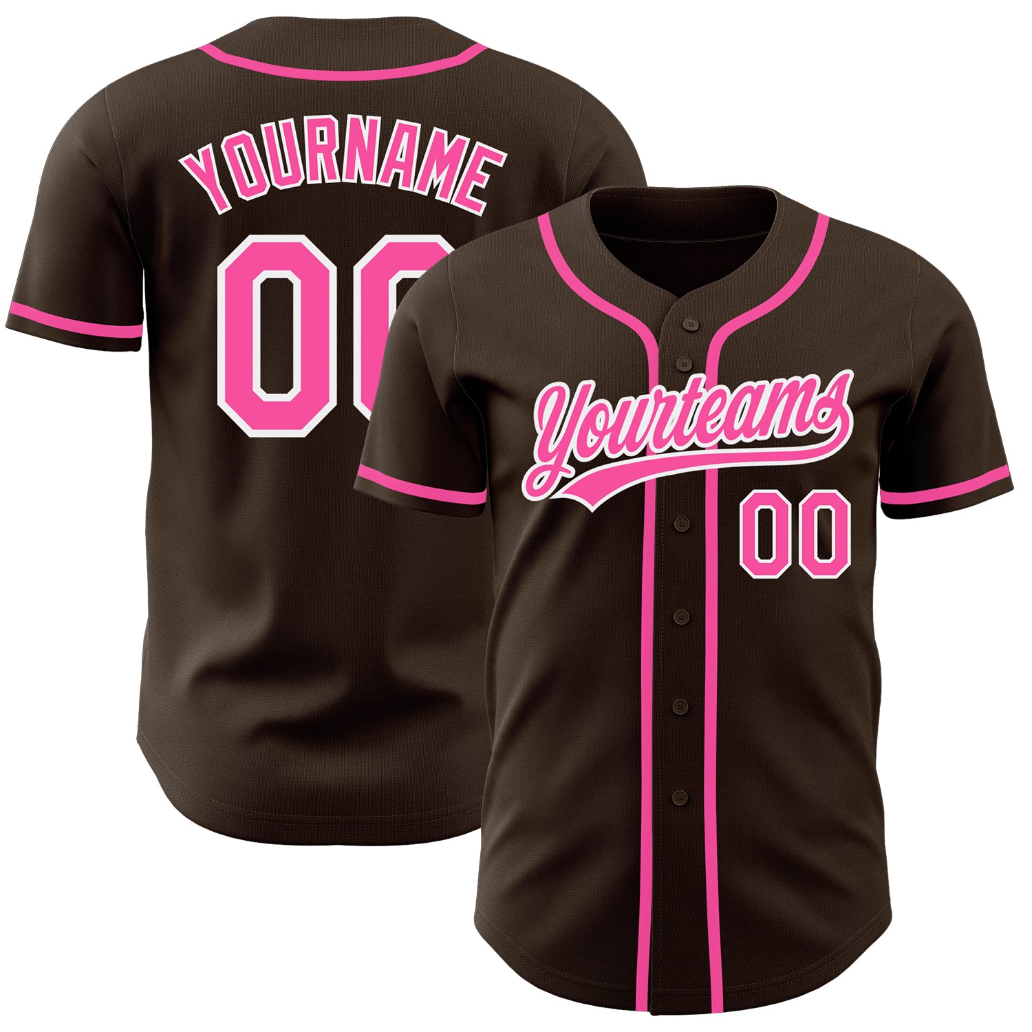 Personalized Authentic Baseball Jersey - Brown Pink White Custom Design Personalized Brown Pink-White Authentic Baseball