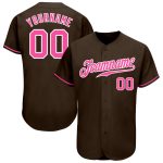 Custom Authentic Baseball Jersey - Personalized Pink White Brown with Team Name and Number Personalized Brown Pink-White